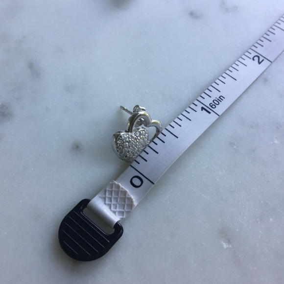 Sterling Silver Cz Heart Earrings - Picture 3 of 16